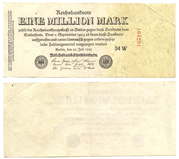 1000000 marks, 1923, Weimar Republic (1918-1933), Germany (Pick-94)