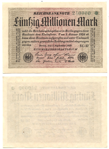50-million marks, 1924, Weimar Republic (1918-1933), Germany (Pick-109)
