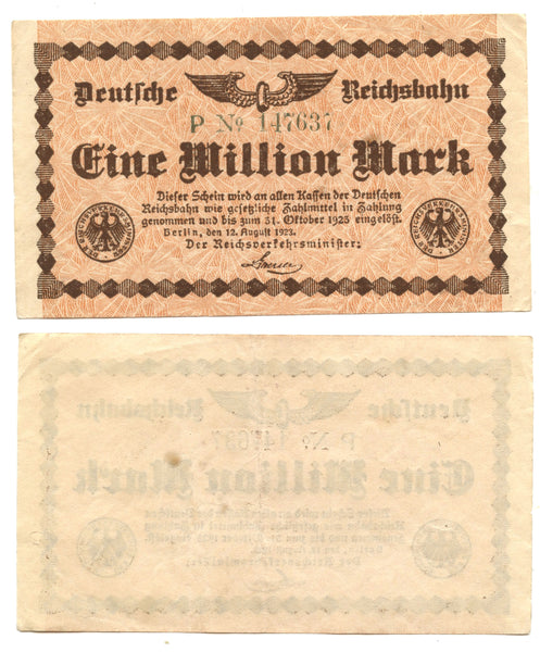 1-million marks, 1923, Weimar Republic (1918-1933), Germany (Pick- 002-1)