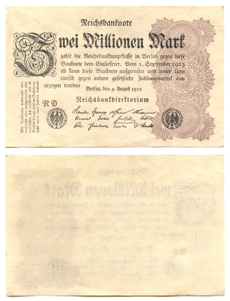 2 million mark, 1923, Weimar Republic (1918-1933), Germany (Pick-104)