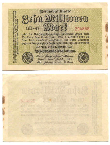 10-million marks, 1923, Weimar Republic (1918-1933), Germany (Pick-106)