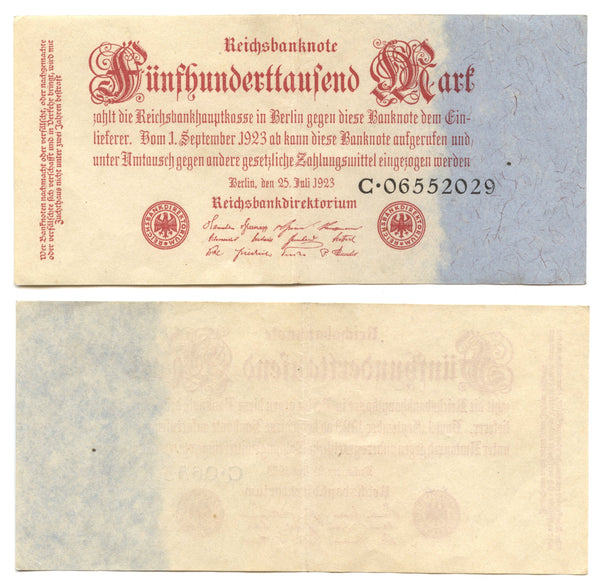 500000 marks, 1923, Weimar Republic (1918-1933), Germany (Pick-92)