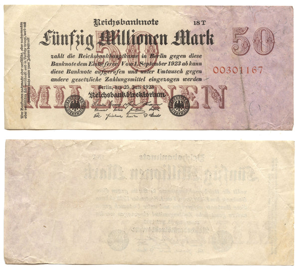 50 million mark, 1923, Weimar Republic (1918-1933), Germany (Pick-98)