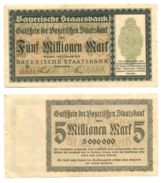 5 000 000 marks, 1923, Weimar Republic (1918-1933), Federal State of Bavaria