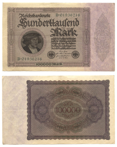 100 000 marks, 1923, Weimar Republic (1918-1933), Germany