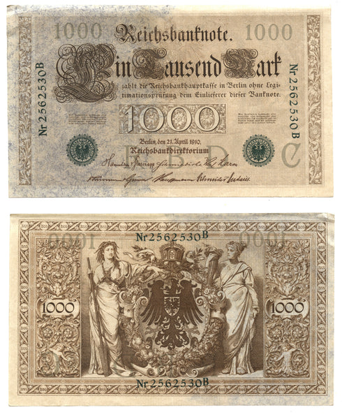 Green seal 1000 marks, 1910, Germany (Pick-45)