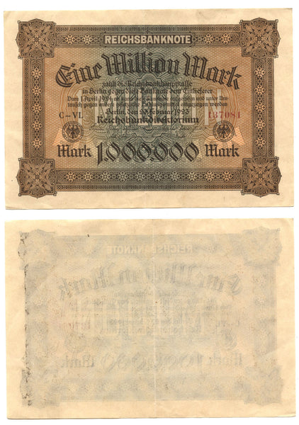 1 000 000 marks, 1923, Weimar Republic (1918-1933), Germany (Pick-86)