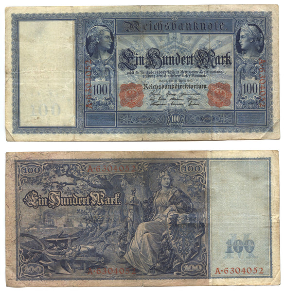 100 marks w/red seal, 1910, William II (1888-1918), Germany (Pick-35)