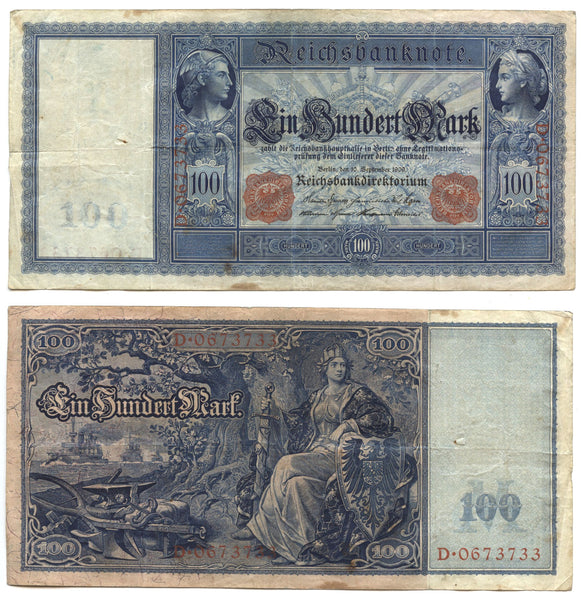 100 marks w/red seal, 1910, William II (1888-1918), Germany (Pick-35)