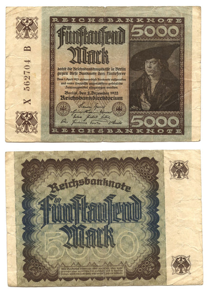5 000 marks, 1922, Weimar Republic (1918-1933), Germany