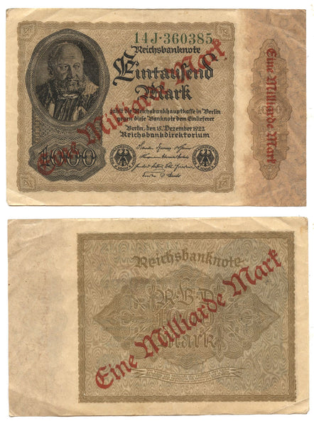 1 Milliarde Marks on 1000 Marks, 1922, Weimar Republic (1918-1933), Germany