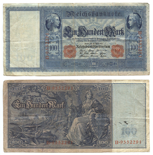 100 marks w/red seal, 1910, William II (1888-1918), Germany (Pick-35)