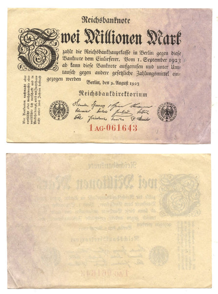 2 million mark, 1923, Weimar Republic (1918-1933), Germany (Pick-103)