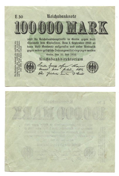 100 000 mark, 1923, Weimar Republic (1918-1933), Germany (Pick-91)