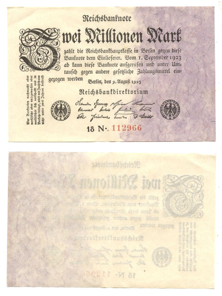 2 million mark, 1923, Weimar Republic (1918-1933), Germany (Pick-103)
