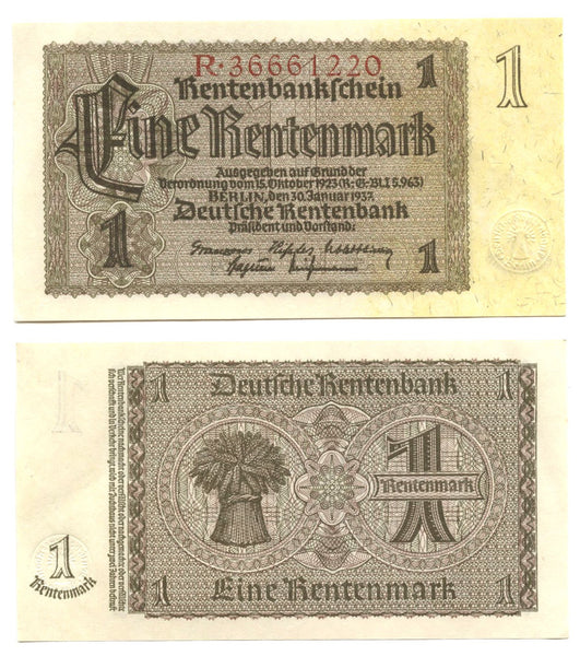 1 Rentenmark, 1937, Nazi Germany (Pick-173)