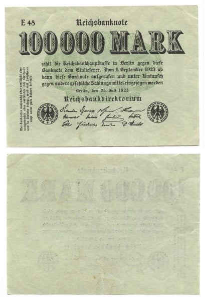 100 000 marks, 1923, Weimar Republic (1918-1933), Germany (Pick-91)