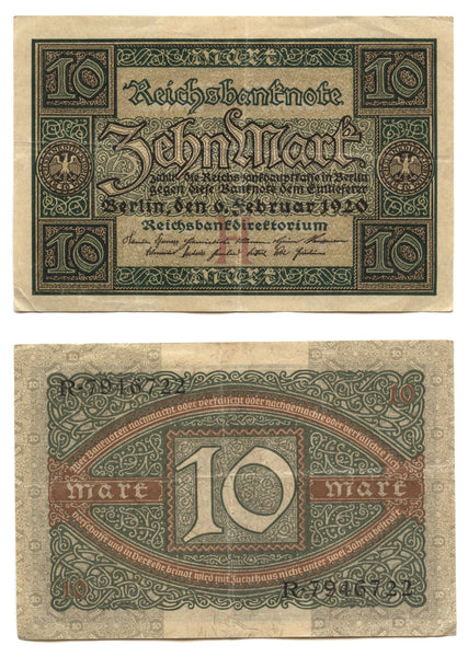 10 marks, 1920, Weimar republic, Germany (Pick-67)