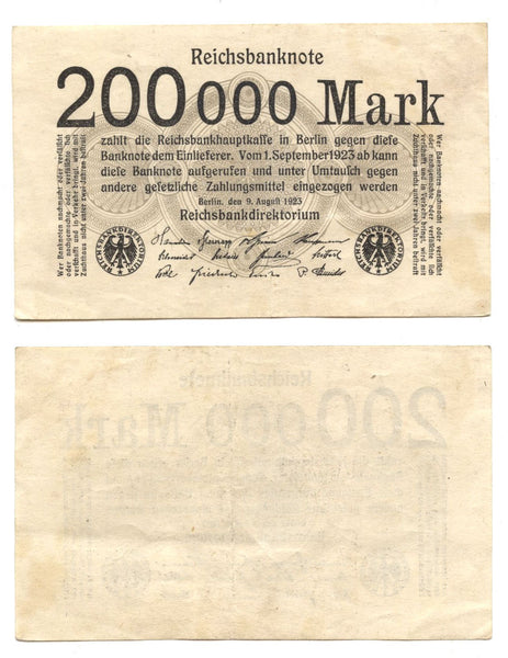 200 000 marks, 1923, Weimar Republic (1918-1933), Germany (Pick- 100)