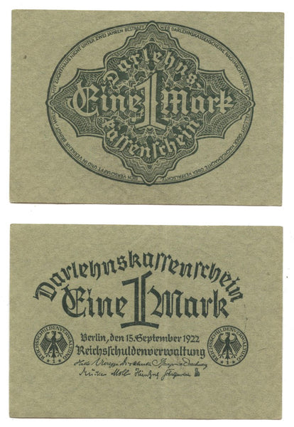 1 mark, 1922, Weimar republic, Germany (Pick-61)