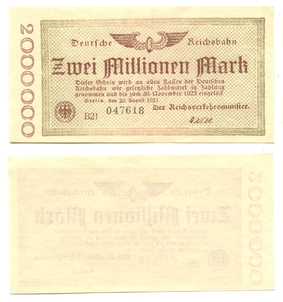 2 000 000 marks, 1923, Weimar Republic, Germany