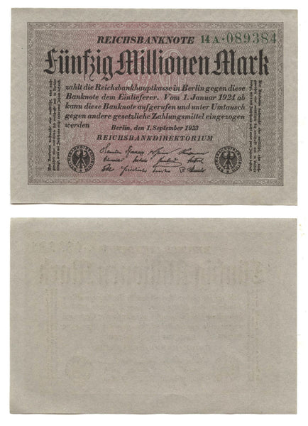 50-million marks, 1924, Weimar Republic (1918-1933), Germany (Pick-109)