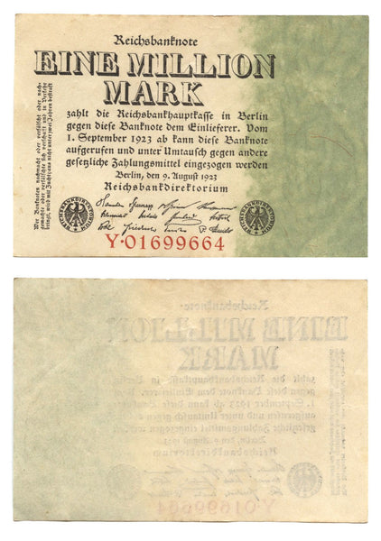1-million mark, 1923, Weimar Republic (1918-1933), Germany (Pick-102)