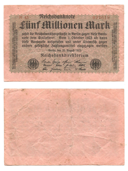 5-million marks, 1923, Weimar Republic (1918-1933), Germany (Pick-105)