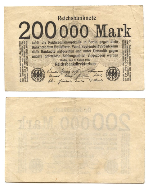 200 000 marks, 1923, Weimar Republic (1918-1933), Germany (Pick- 100)