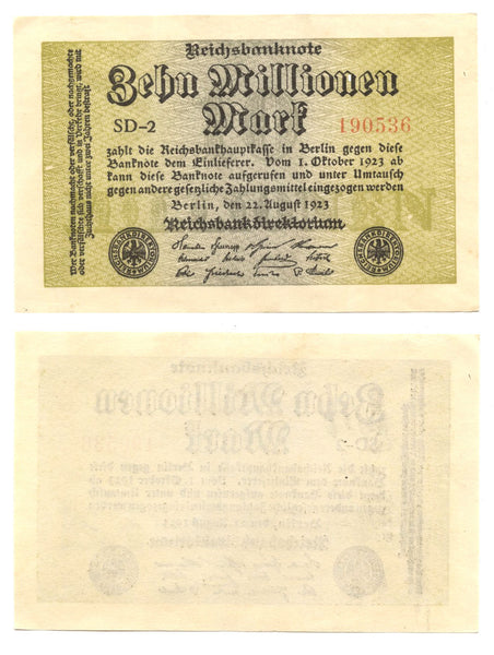 10-million marks, 1923, Weimar Republic (1918-1933), Germany (Pick-106)