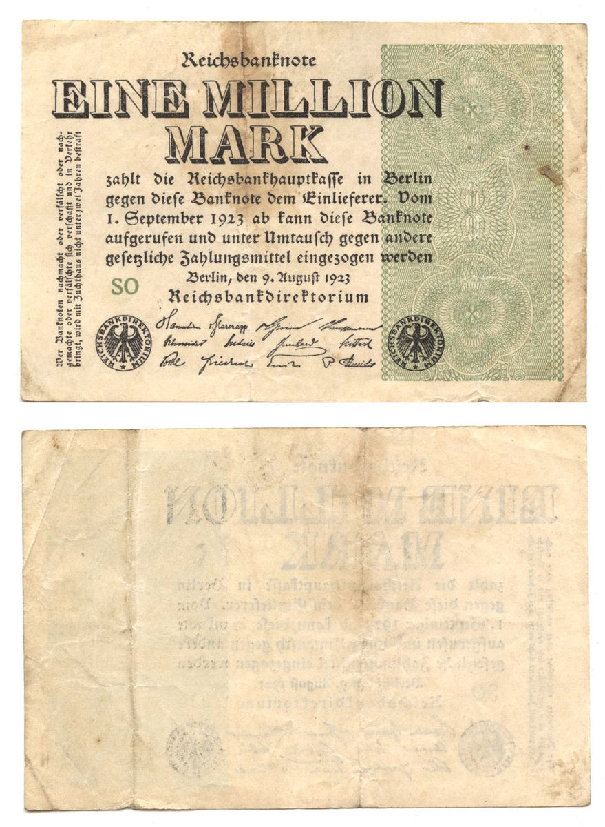 1-million mark, 1923, Weimar Republic (1918-1933), Germany (Pick-102 ...