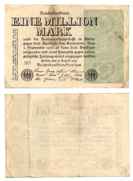 1-million mark, 1923, Weimar Republic (1918-1933), Germany (Pick-102)