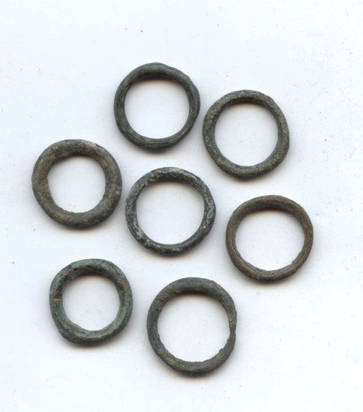 Lot of 7 ancient Celtic bronze ring money pieces from Hungary, ca.500-100 BC