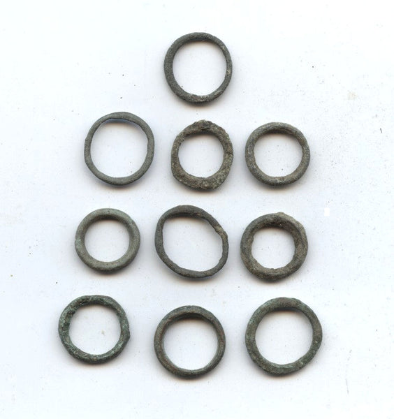 Lot of 10 ancient Celtic bronze ring money pieces from Hungary, ca.500-100 BC