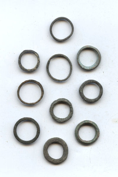 Lot of 10 ancient Celtic bronze ring money pieces from Hungary, ca.500-100 BC