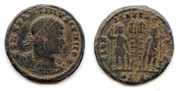 GLORIA EXERCITVS follis of Constantine II as Caesar, 317-337 AD, Roman Empire