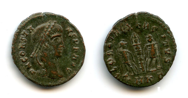 GLORIA EXERCITVS AE3 of Constans (337-350), Cyzicus, Roman Empire (RIC 48)