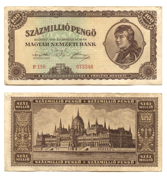 100 million pengo, 1946, Hungary (Pick-124)