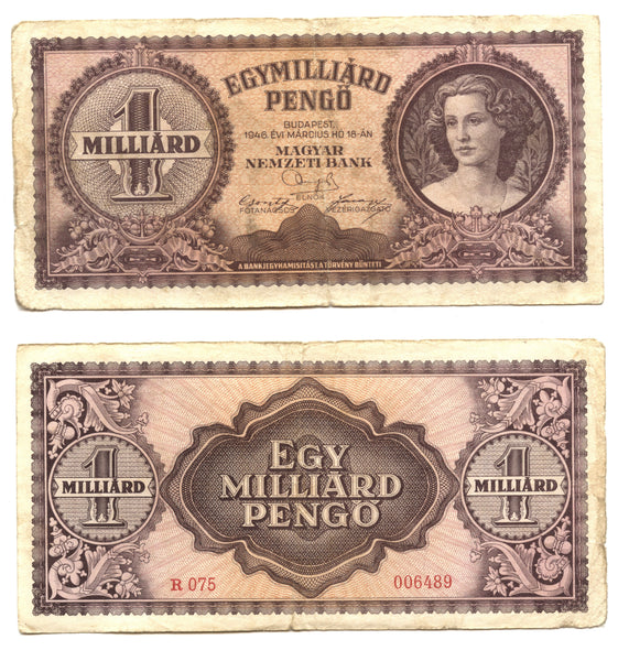 1 billion pengo, 1946, Hungary (Pick-125)