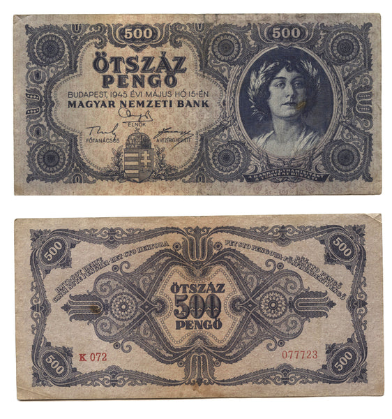 500 pengo, 1945, Hungary (Pick-117)