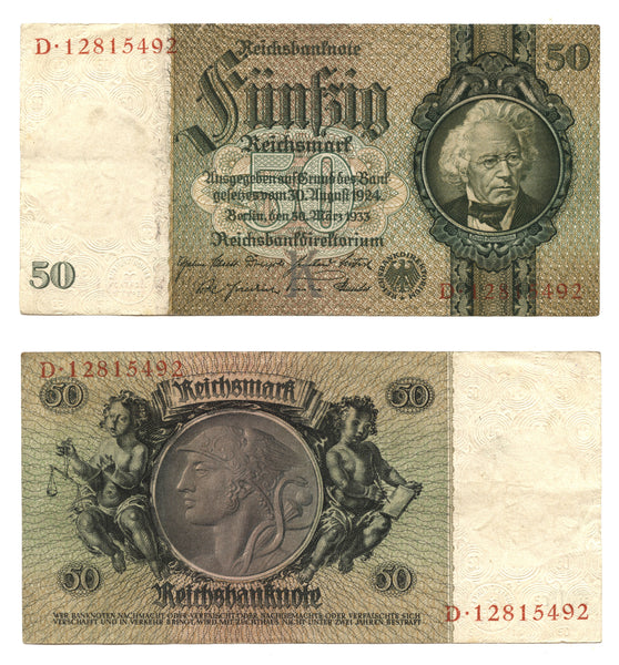 50 Reichsmark, 1933, Third Reich (Nazi Germany), Germany