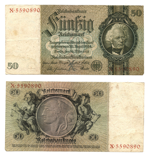 50 Reichsmark, 1933, Third Reich (Nazi Germany), Germany