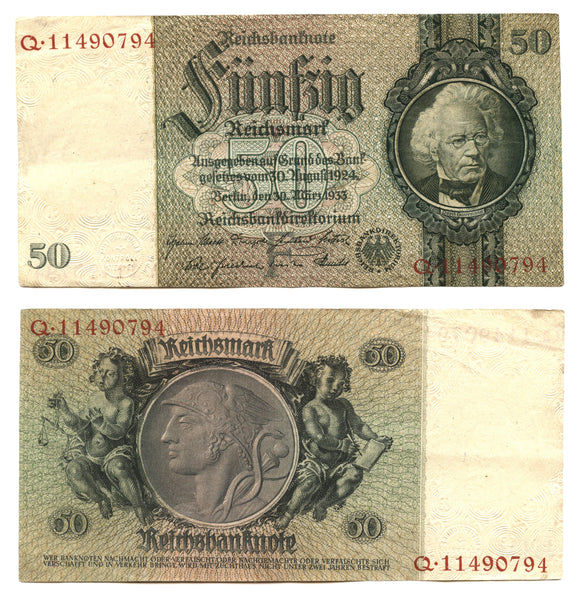 50 Reichsmark, 1933, Third Reich (Nazi Germany), Germany