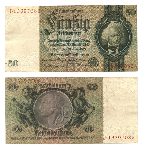 50 Reichsmark, 1933, Third Reich (Nazi Germany), Germany