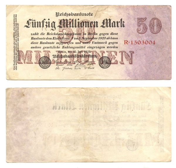 50 000 000 marks, 1923, Weimar Republic, Germany