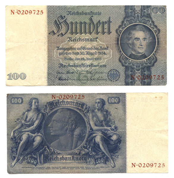 100 Reichsmark, 1935, Third Reich (1933-1945), Germany