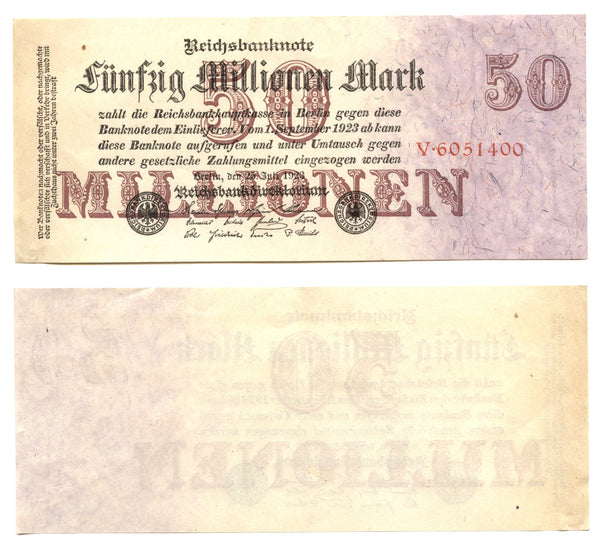 50 000 000 marks, 1923, Weimar Republic, Germany
