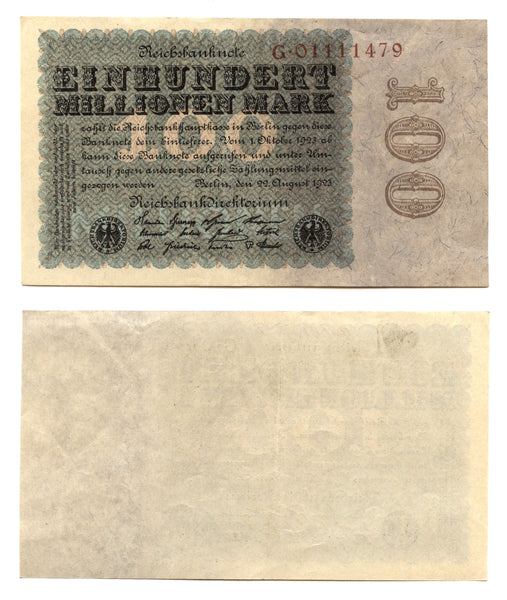 100 000 000 marks, 1923, Weimar Republic, Germany