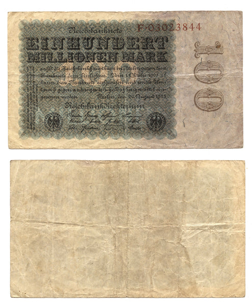 100 million marks, 1923, Weimar Republic (1918-1933), Germany (Pick-107)
