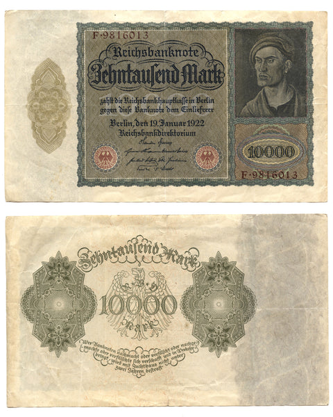 10 000 marks, 1922, Weimar Republic (1918-1933), Germany